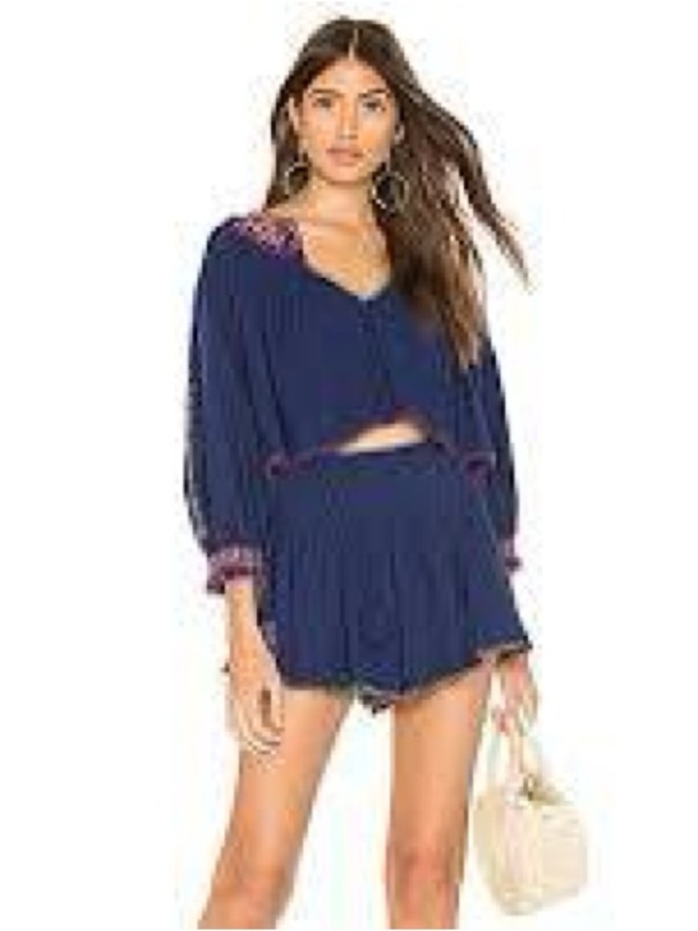 Free People CHERRY BOMB 🍒 💣 Embroidered Two-Piece Shorts Set